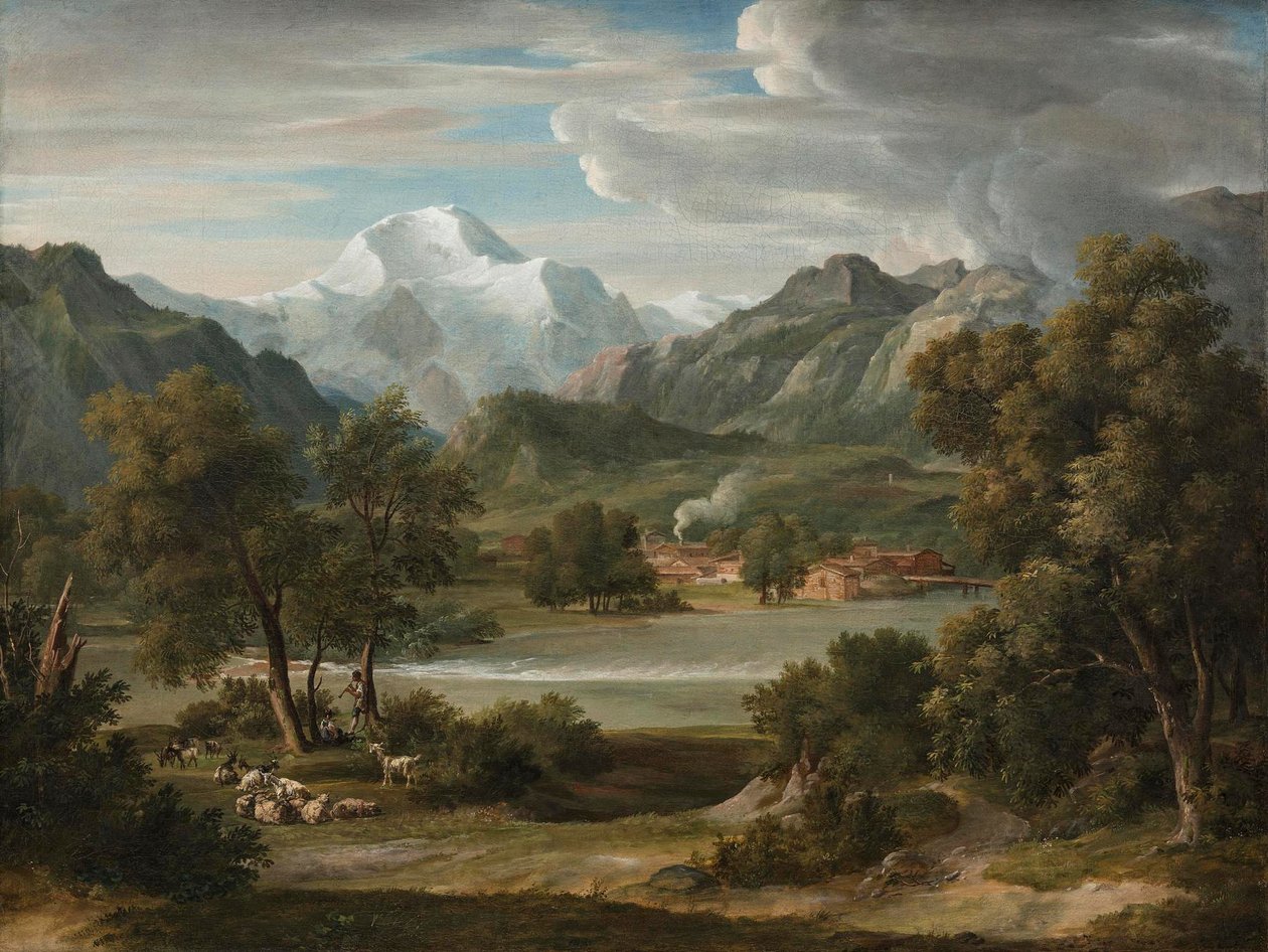 Lauterbrunnental bei Unterseen mit dem Jungfraujoch von Joseph Anton Koch