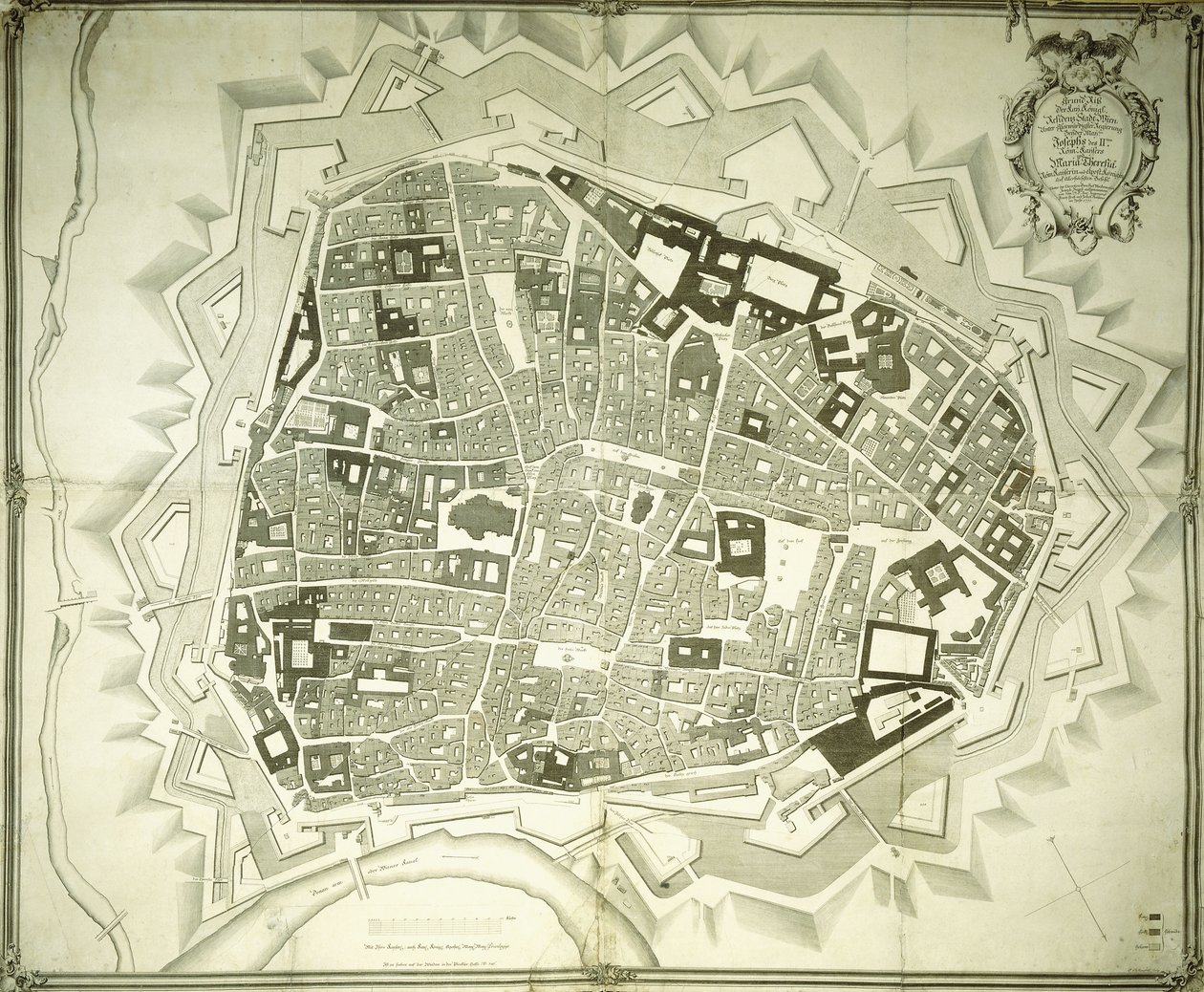 Ein gravierter Plan von Wien, 1770 von Joseph Anton Nagel