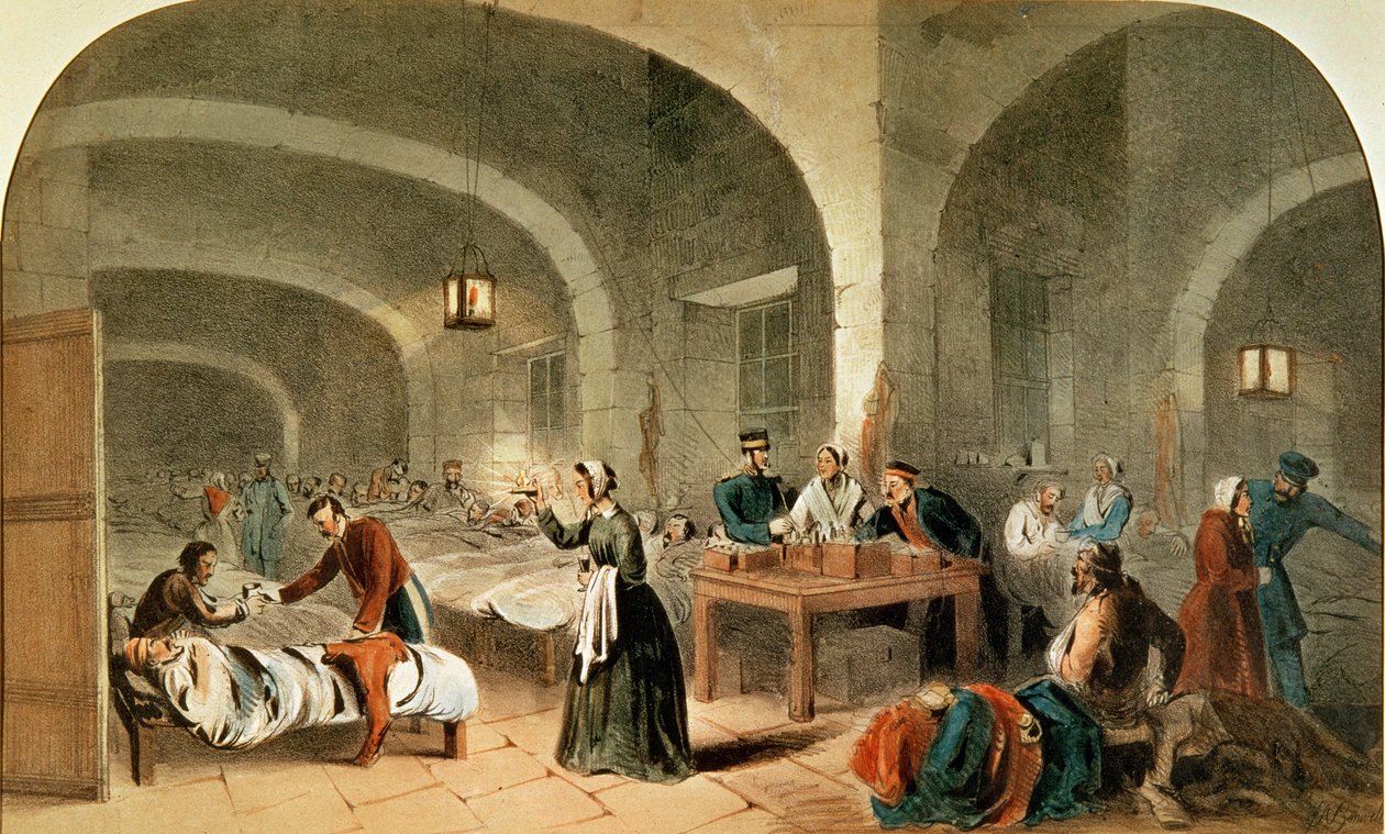 Skizze einer Station im Krankenhaus von Scutari, ca. 1856 von Joseph Austin Benwell