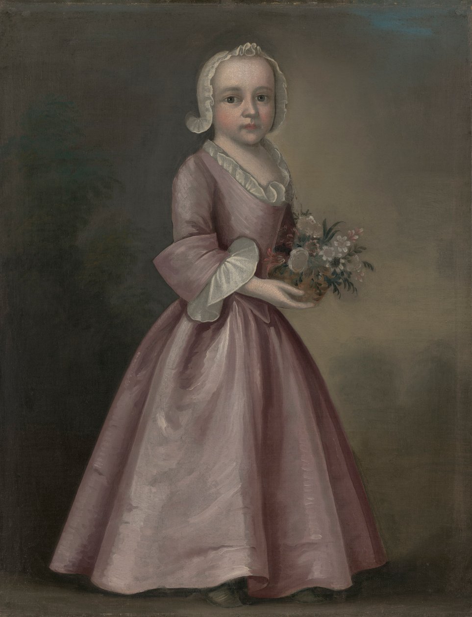 Kleines Mädchen mit Blumen (zugeschrieben Joseph Badger) von Joseph Badger