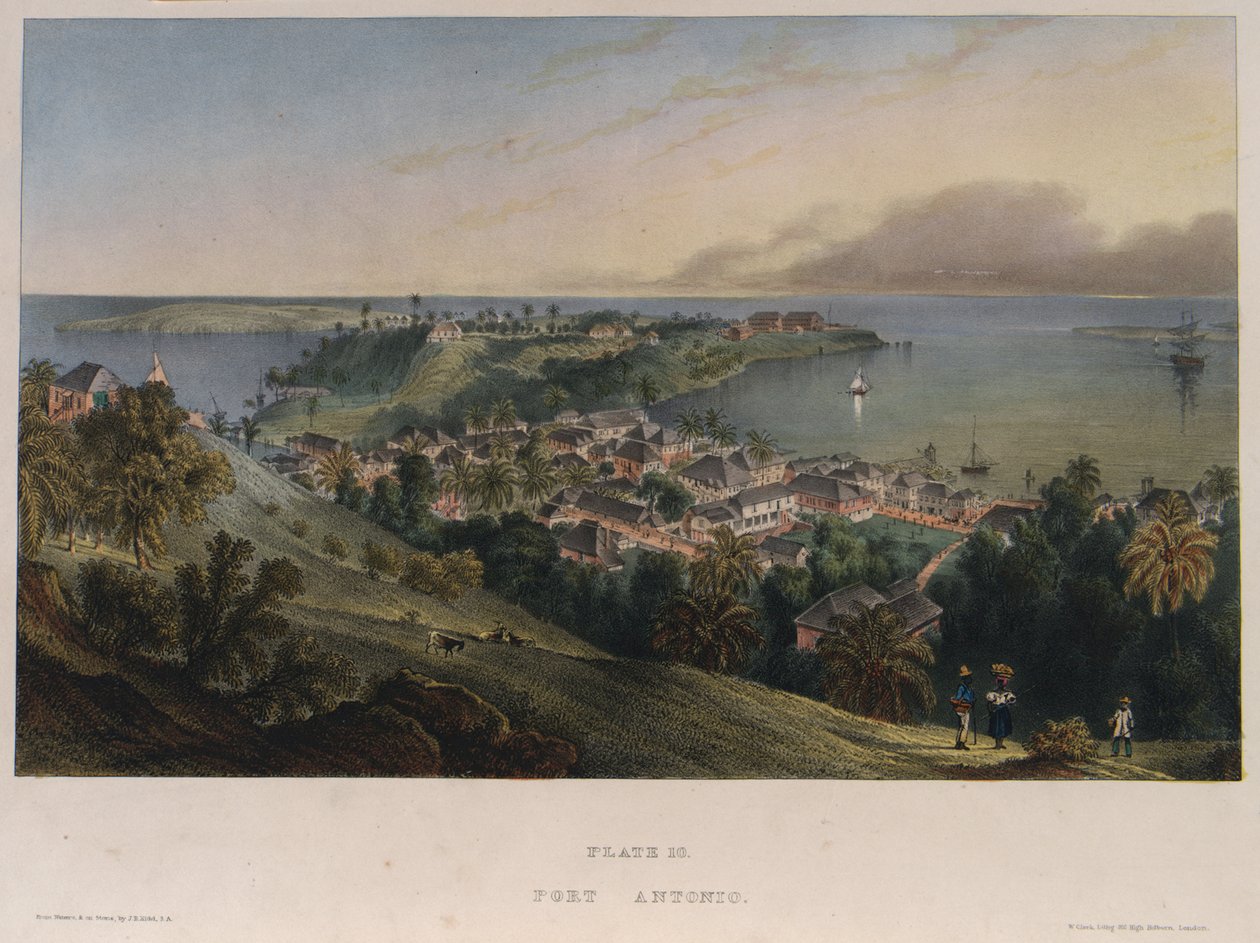 Port Antonio, Jamaika. Lithographie von Joseph Bartholomew Kidd (1808-1889) von Joseph Bartholomew Kidd