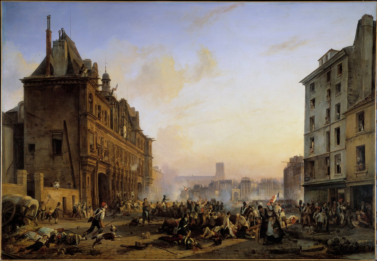Die Drei Glorreichen Tage: Angriff auf das Pariser Rathaus am 28.07.1830 von Joseph Beaume