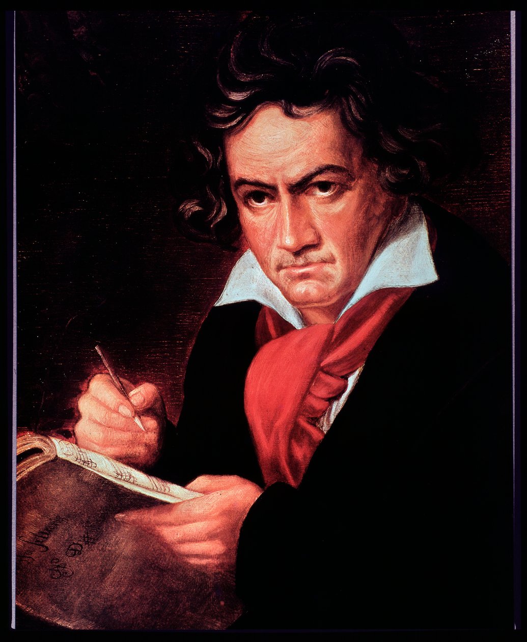 Porträt des deutschen Komponisten Ludwig van Beethoven, der die Missa solemnis schreibt von Joseph Carl (after) Stieler