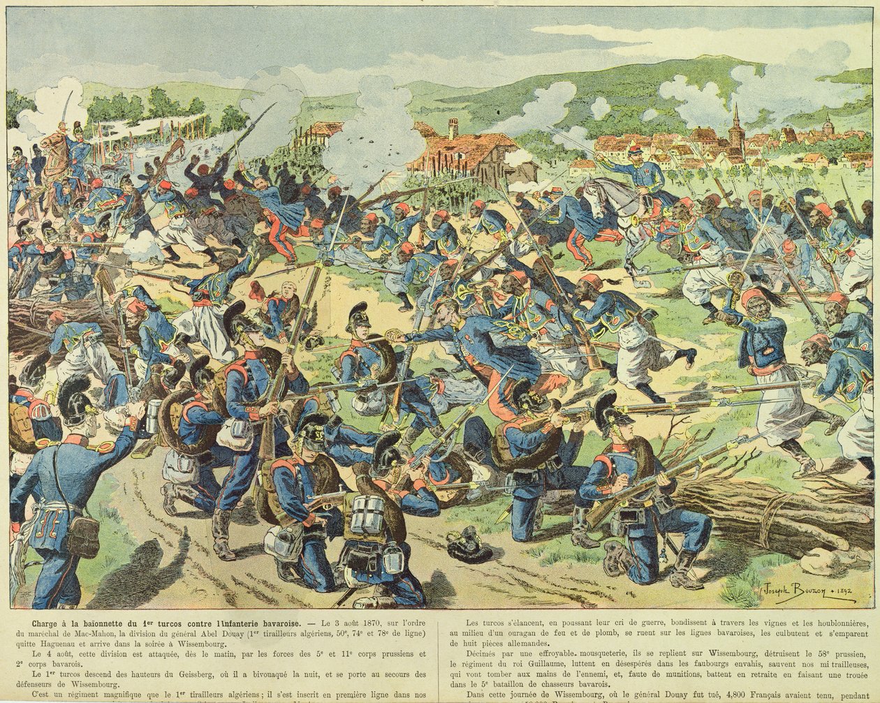 Die Schlacht von Weißenburg, 3.-4. August 1870 von Joseph Charles (after) Beuzon