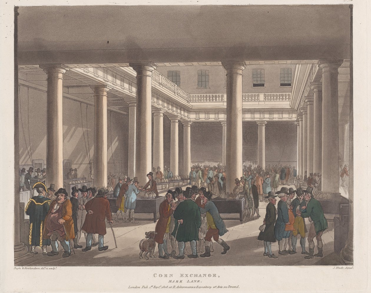 Getreidebörse, Mark Lane, 1. September 1808 von Joseph Constantine Stadler