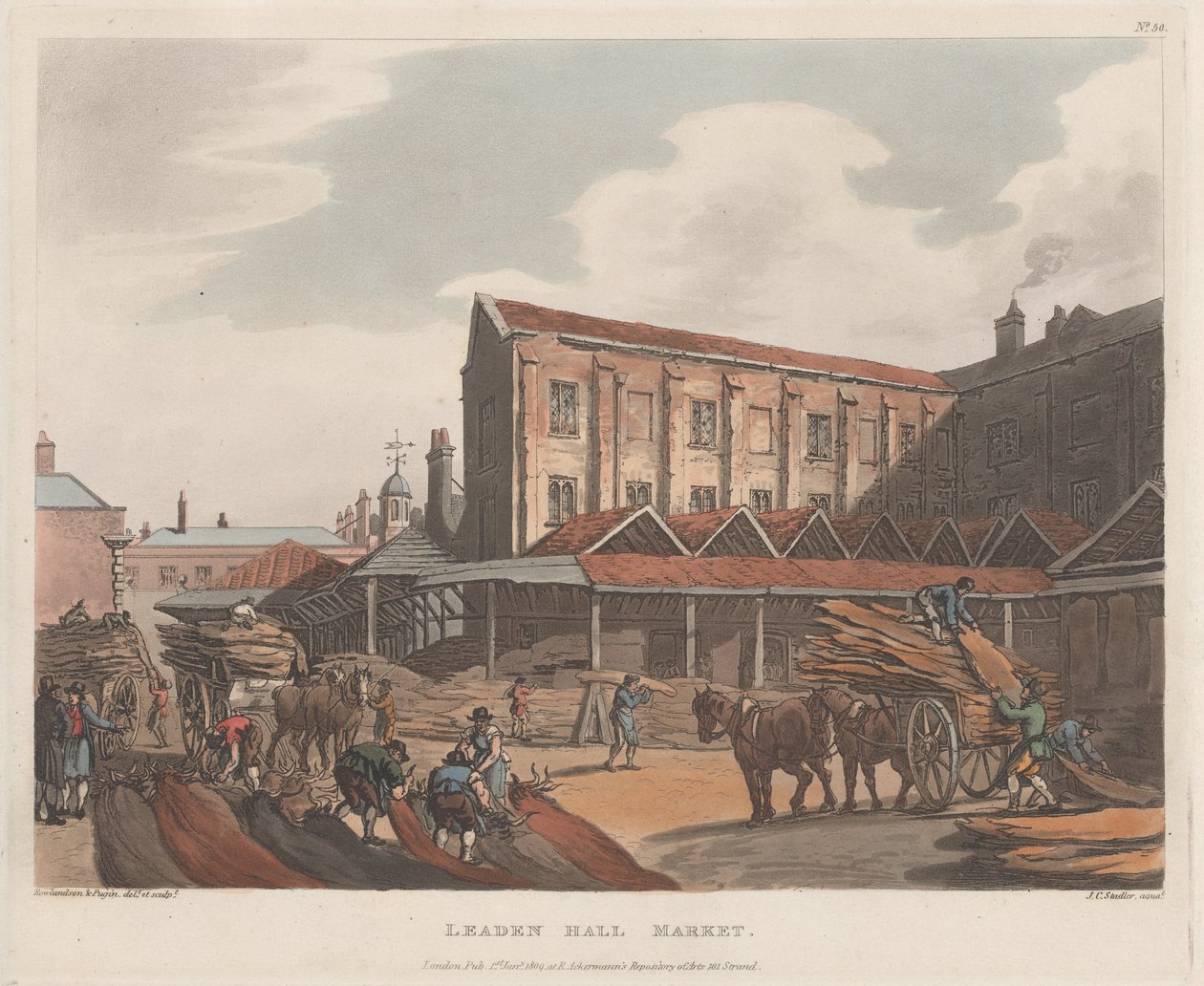 Leaden Hall Market, 1. Januar 1809 von Joseph Constantine Stadler