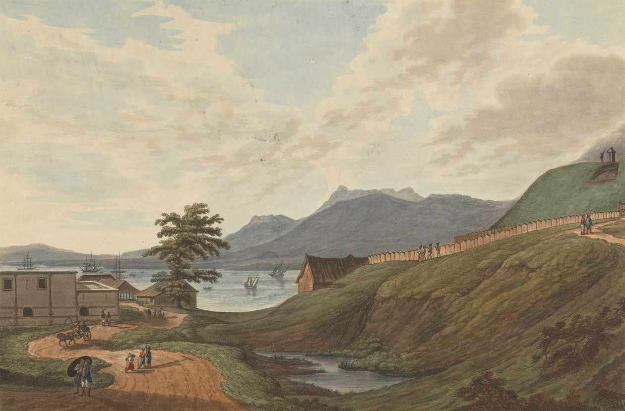 Soongey Lamou Hills Fort Marlborough, Benkulen, Sumatra, 1799 von Joseph Constantine Stadler