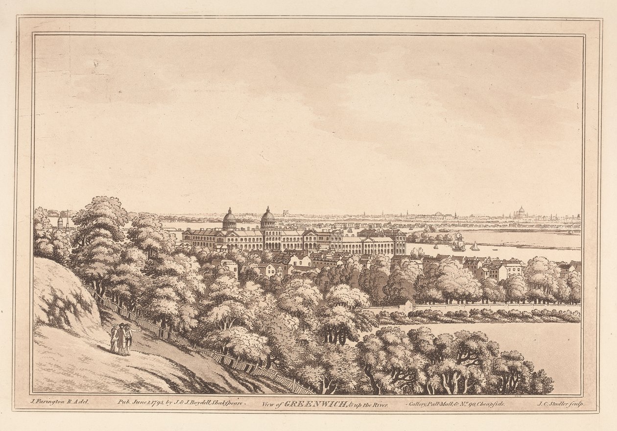 Ansicht von Greenwich und den Fluss hinauf von Joseph Constantine Stadler