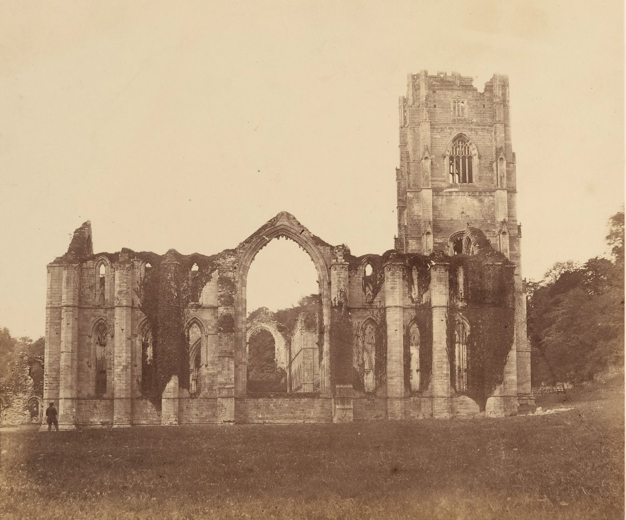 Fountains Abbey. Die Kapelle der Neun Altäre, Außenansicht, 1850er Jahre von Joseph Cundall