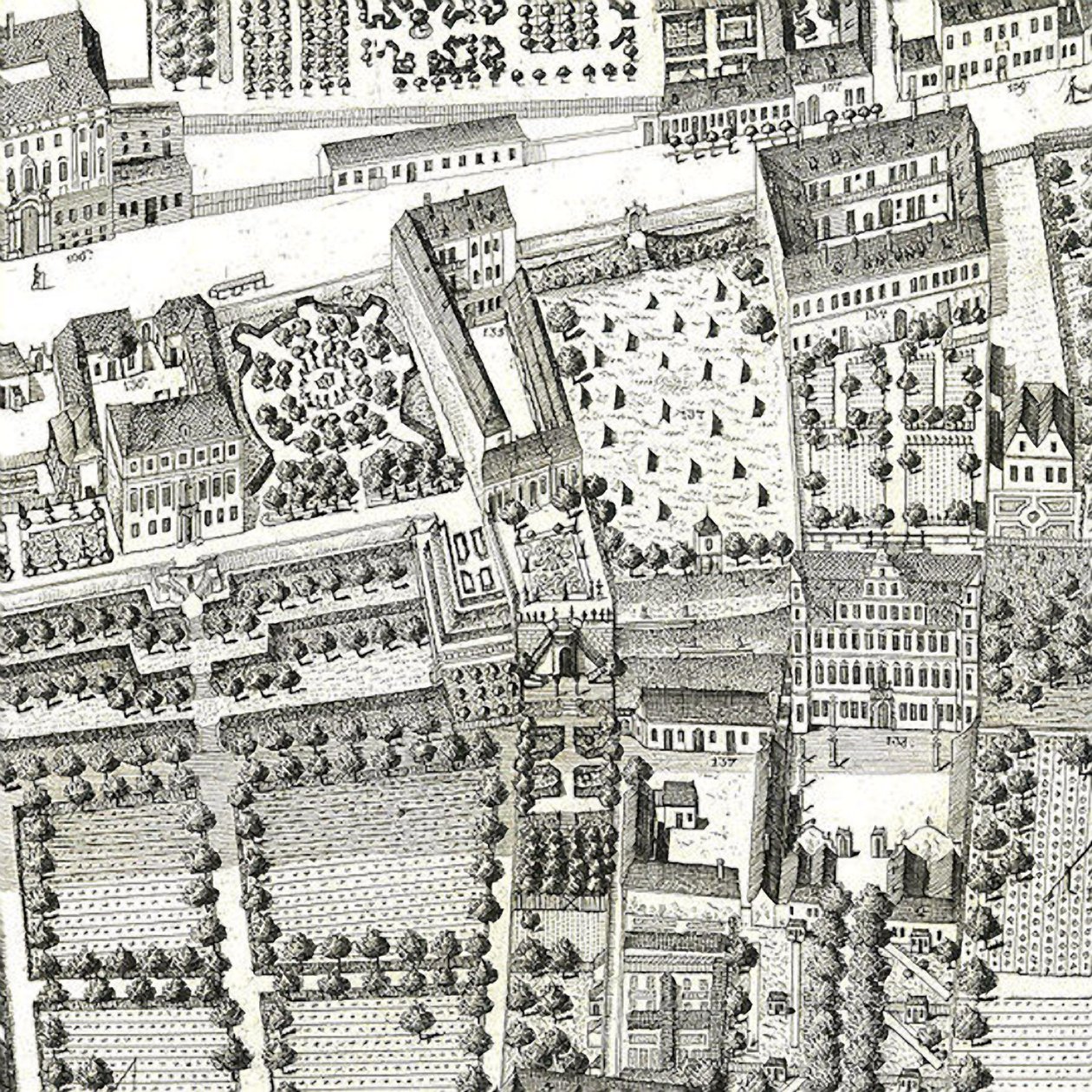 Detail einer Karte von Wien, die 135 Alsergrund zeigt, wo Mozart und seine Familie 1788 lebten von Joseph Daniel Huber