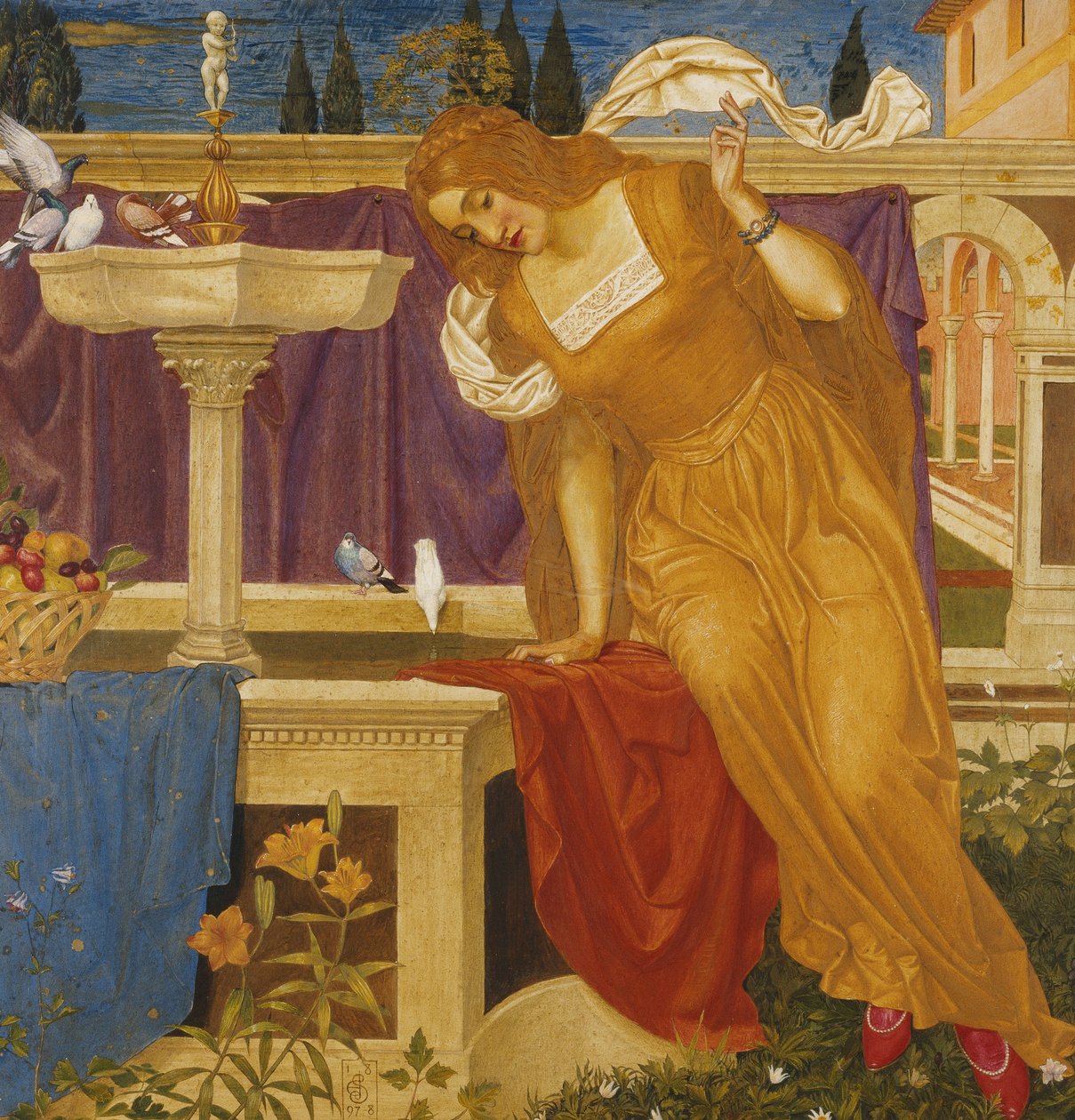 Schönheit sieht das Bild ihres Hauses im Brunnen von Joseph Edward Southall