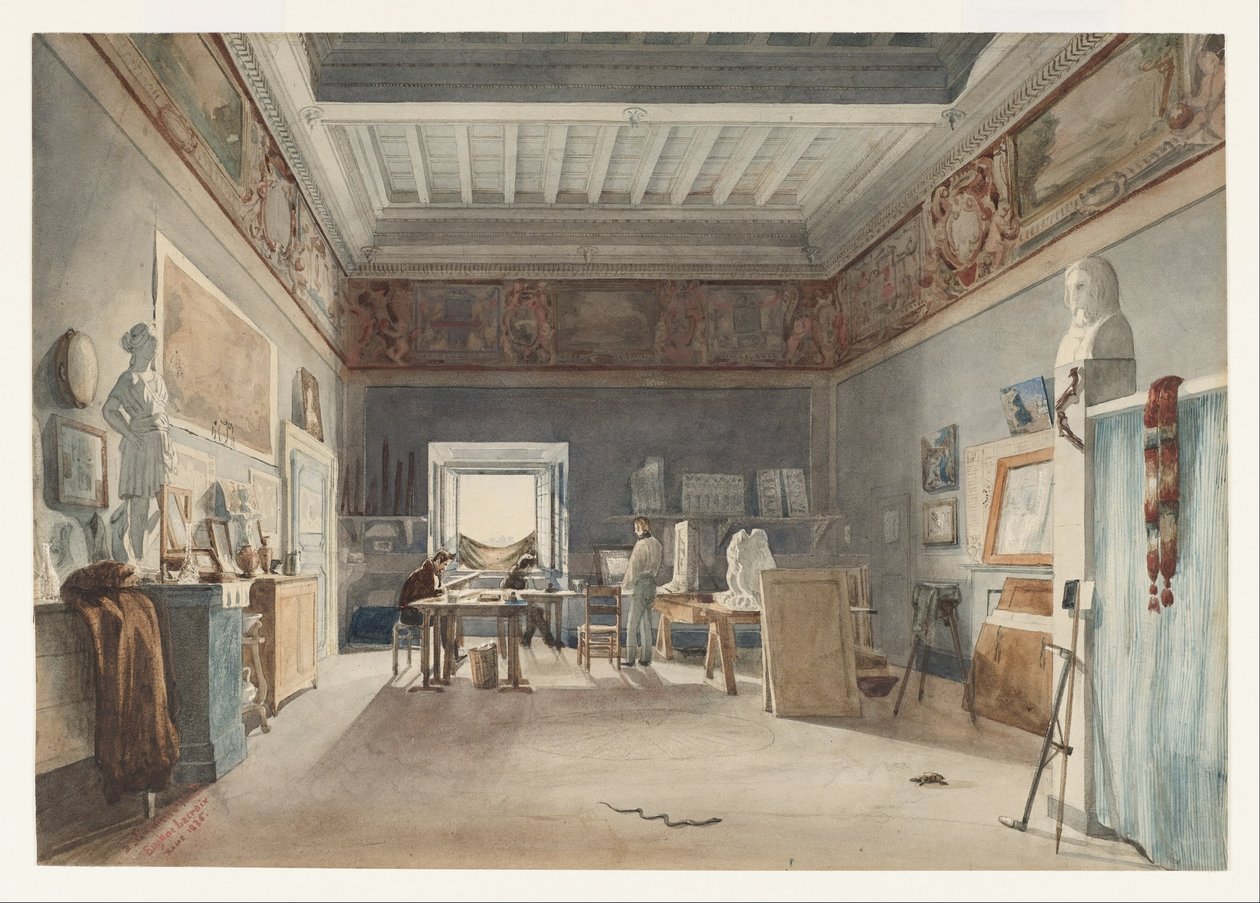 Ein Studio in der Villa Medici, Rom von Joseph Eugène Lacroix