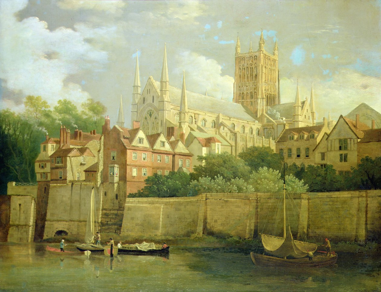 Ansicht der Kathedrale von Worcester von Südwesten von Joseph Farington