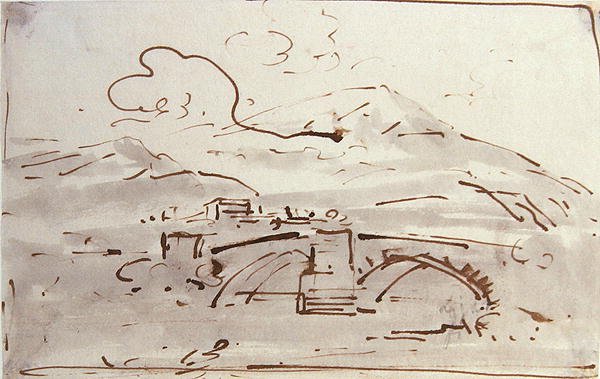 Landschaft mit einer Brücke von Joseph Farington