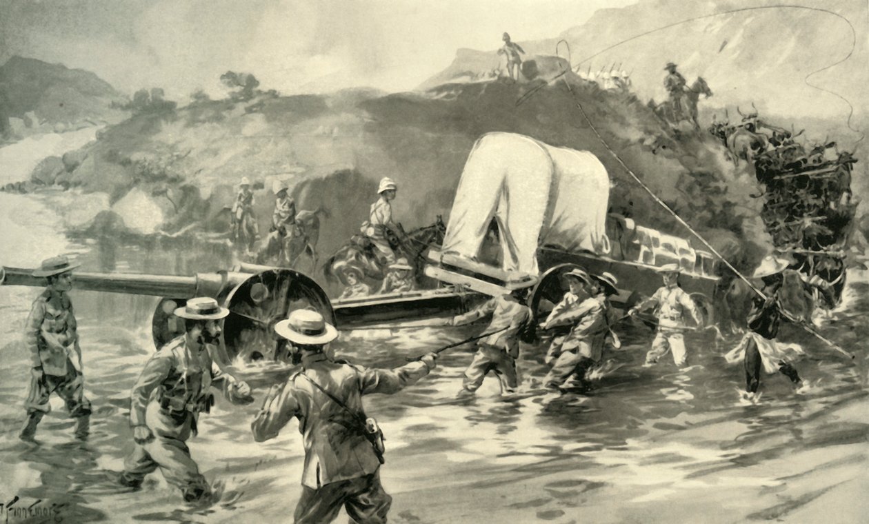 Das 4.7 Marinegeschütz über den Tugela bringen, 1900 von Joseph Finnemore