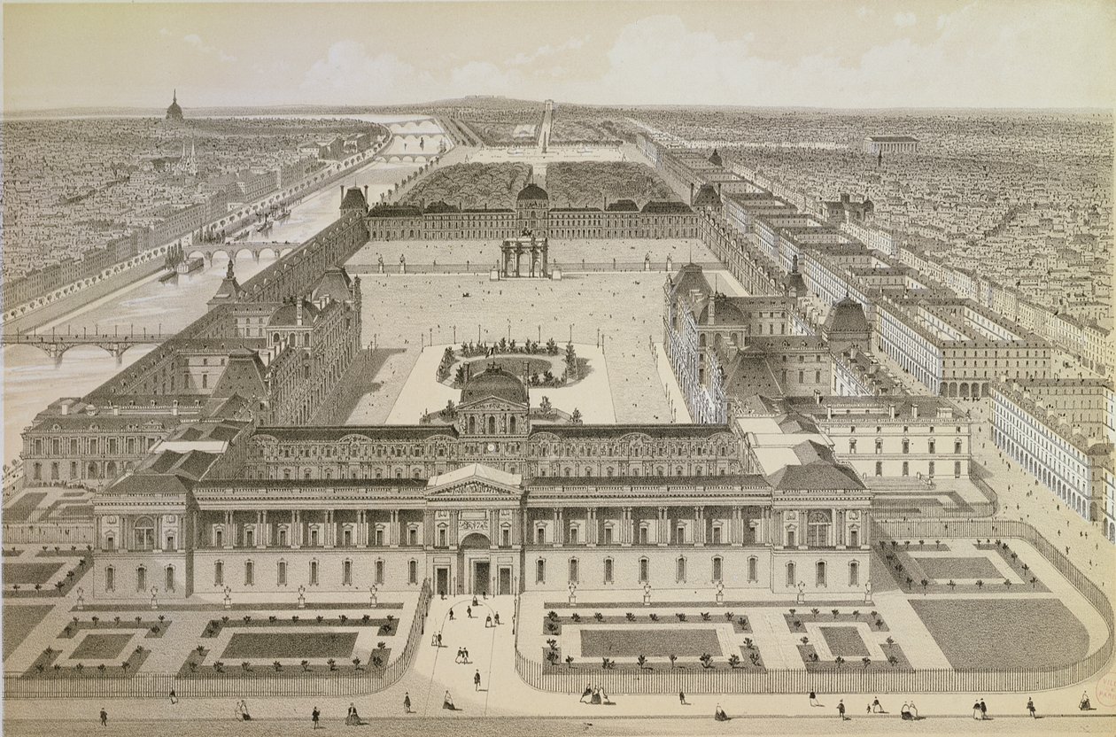Ansicht des Louvre und der Tuilerien, ca. 1850 von Joseph Gabriel Aubrun