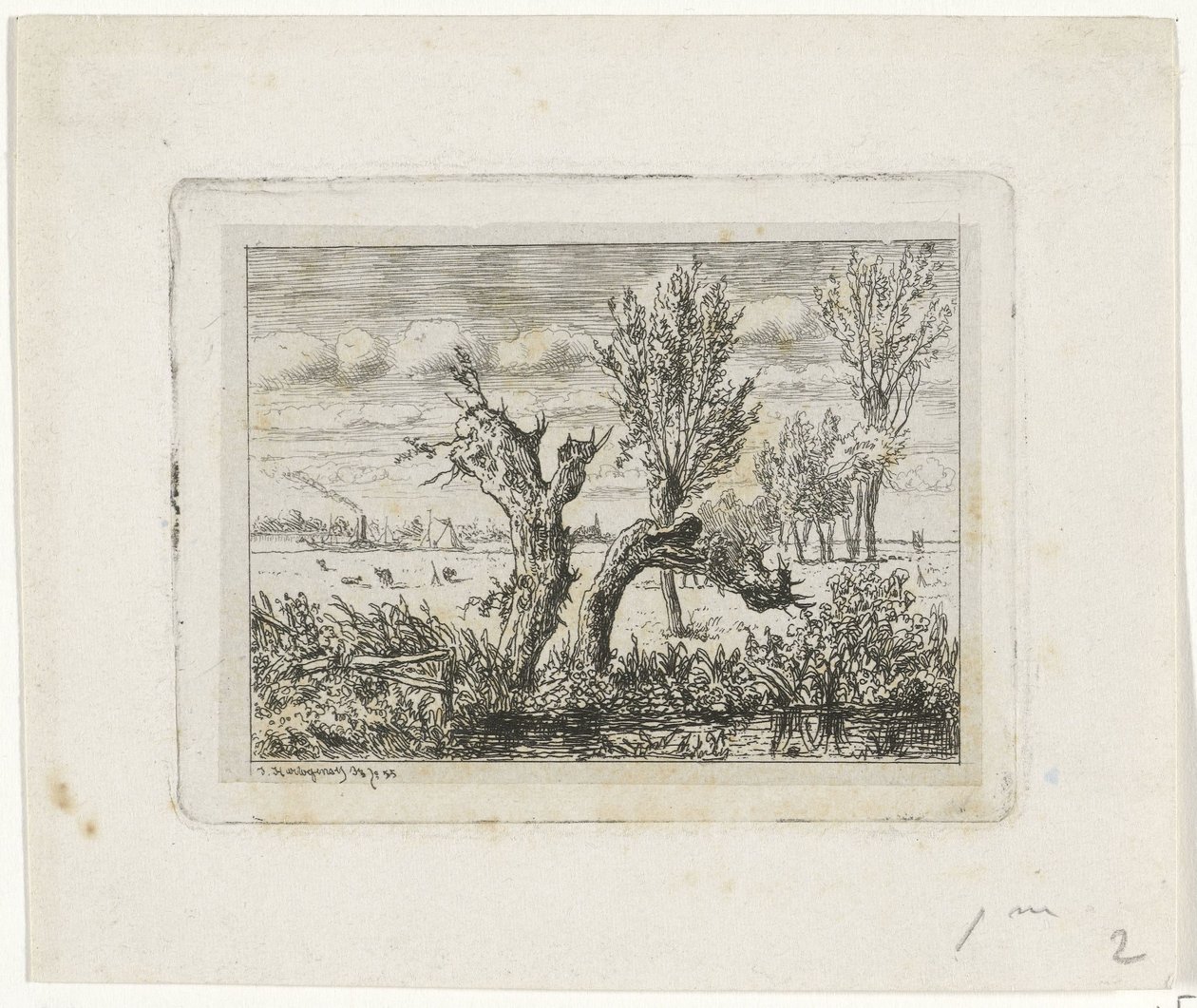 Landschaft mit Kopfweiden (Landschaft bei Oosterbeek) von Joseph Hartogensis