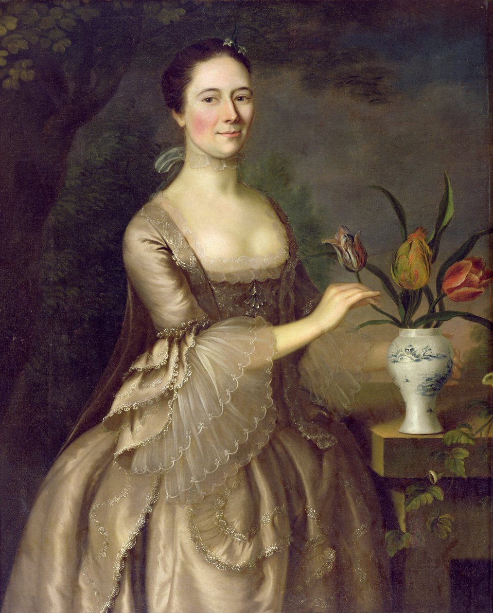 Porträt einer Frau (genannt Mrs. Davenport) ca. 1762 von Joseph Jonathan Blackburn