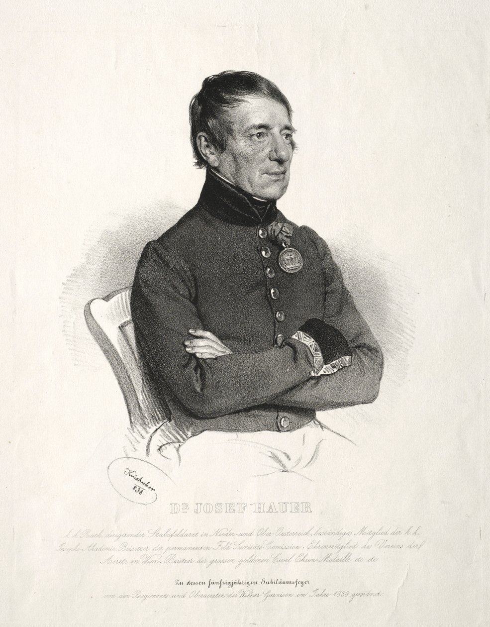 Porträt von Dr. Joseph Hauer von Joseph Kriehuber