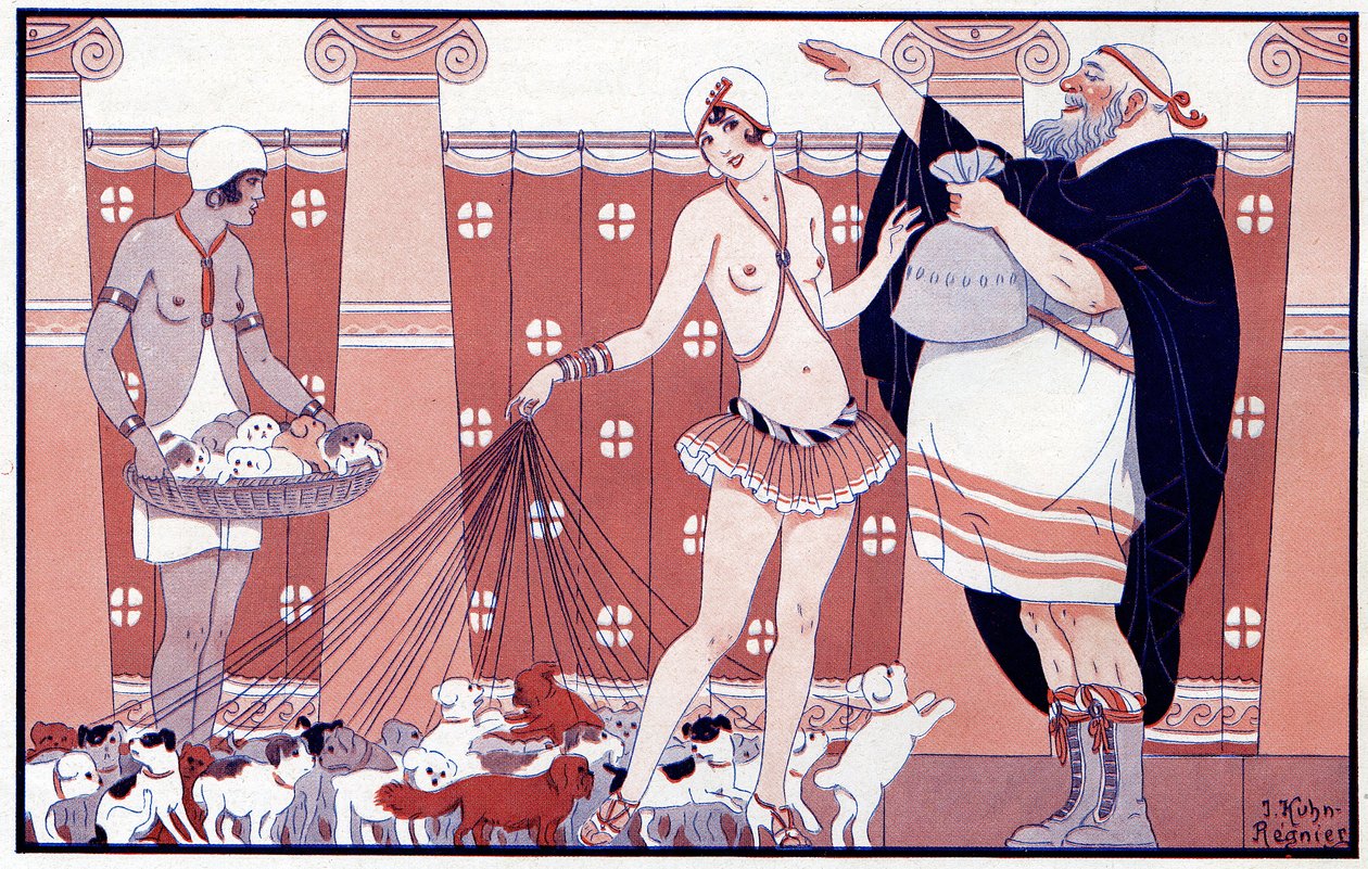 Drei weibliche Preise - Preis der kleinen alten Oma aus einer großen Familie - Illustration aus la Vie Parisienne, 1919 von Joseph Kuhn Regnier