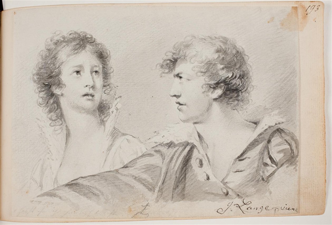 Porträt einer Frau und eines Mannes (Ophelia und Selbstporträt als Hamlet?) von Joseph Lange