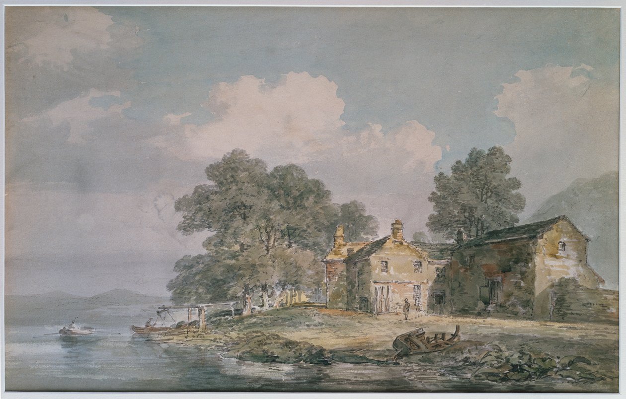 Ein Bauernhaus an einem See im Lake District, ca. 1797 von Joseph Mallord William Turner