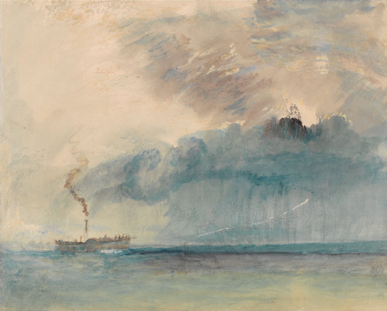 Ein Raddampfer in einem Sturm auf dem Vierwaldstättersee von Joseph Mallord William Turner