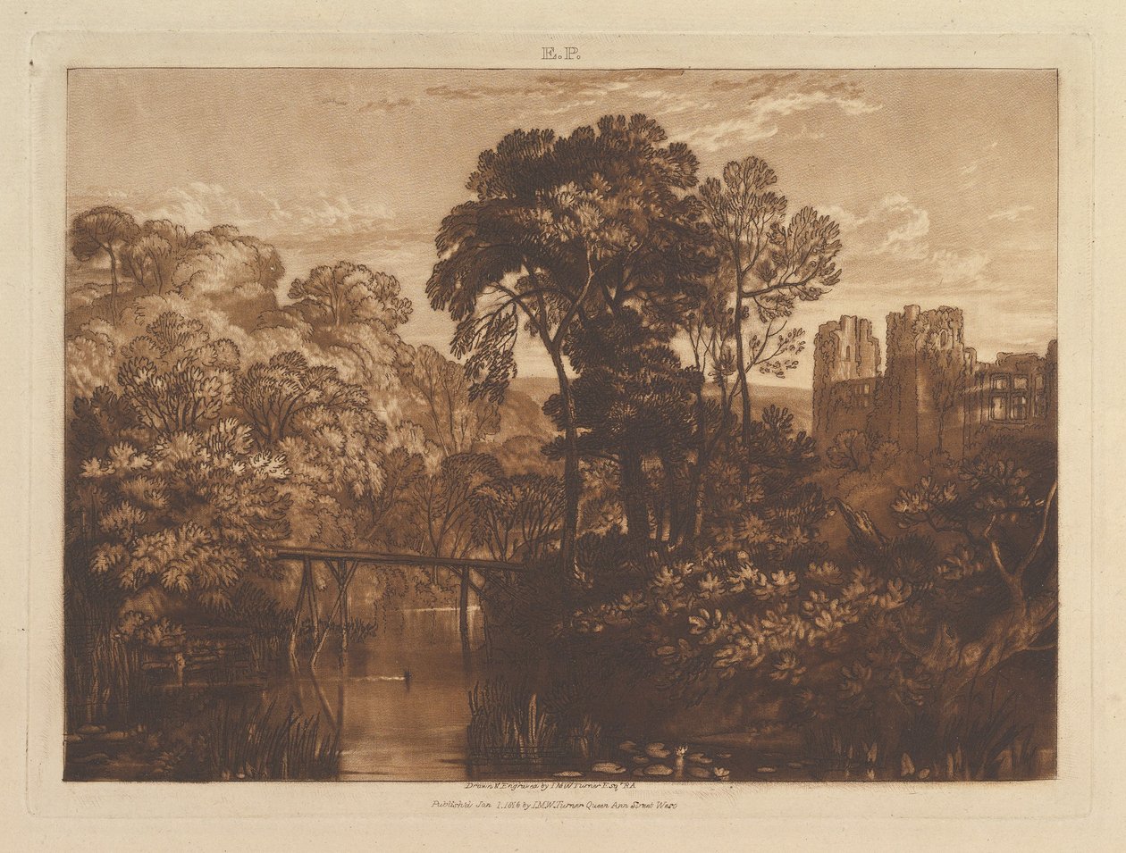 Berry Pomeroy Castle, Liber Studiorum, Teil XII, Platte 58, 1. Januar 1816 von Joseph Mallord William Turner
