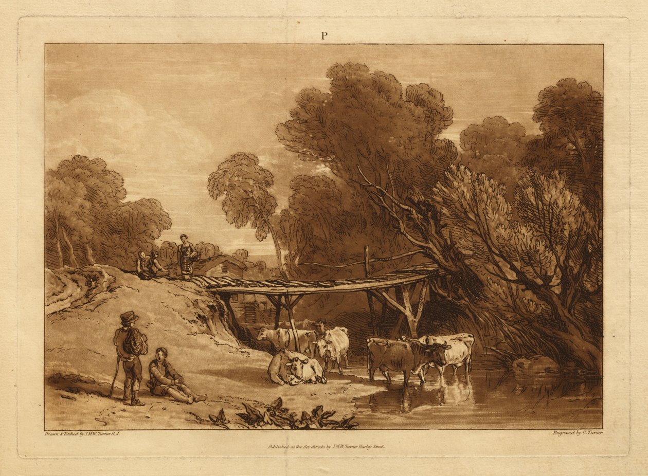 Brücke und Kühe von Joseph Mallord William Turner
