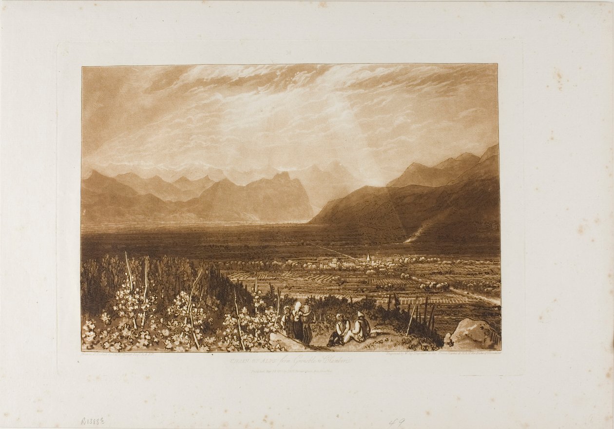 Alpenkette von Grenoble nach Chamberi, Tafel 40 aus Liber Studiorum von Joseph Mallord William Turner