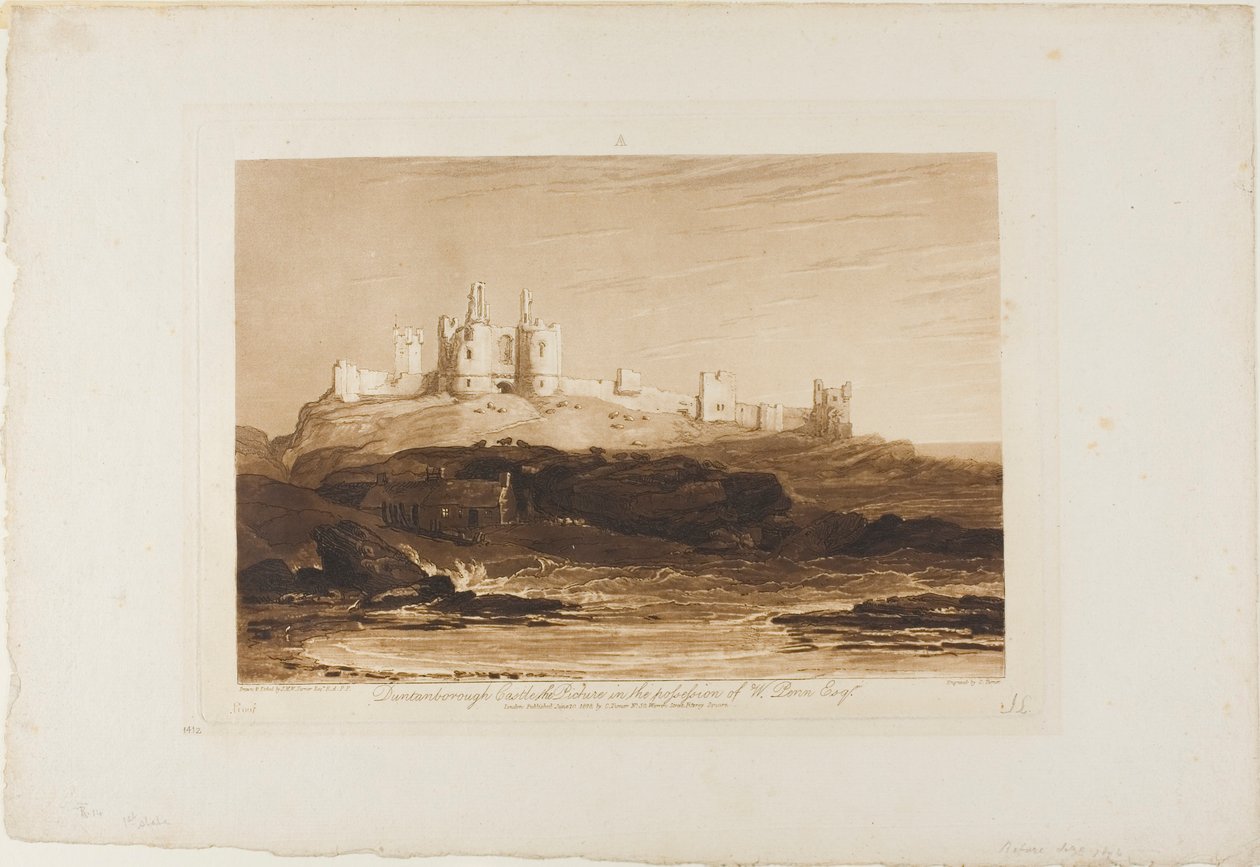 Dunstanborough Castle, Tafel 14 aus Liber Studiorum von Joseph Mallord William Turner