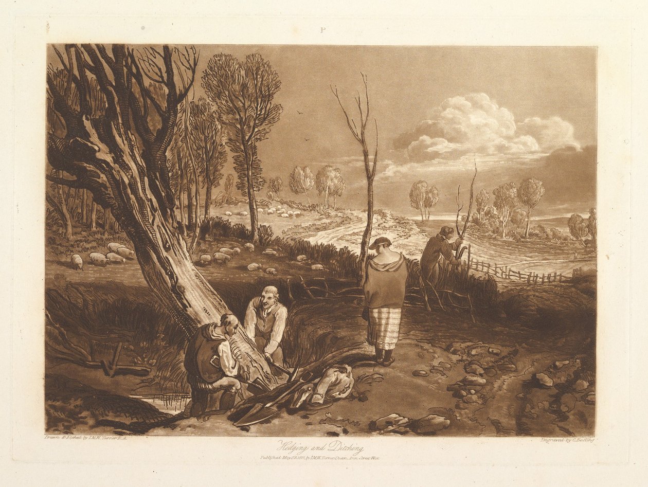 Hecken und Gräben Liber Studiorum, Teil X, Tafel 47 (23. Mai 1812) von Joseph Mallord William Turner