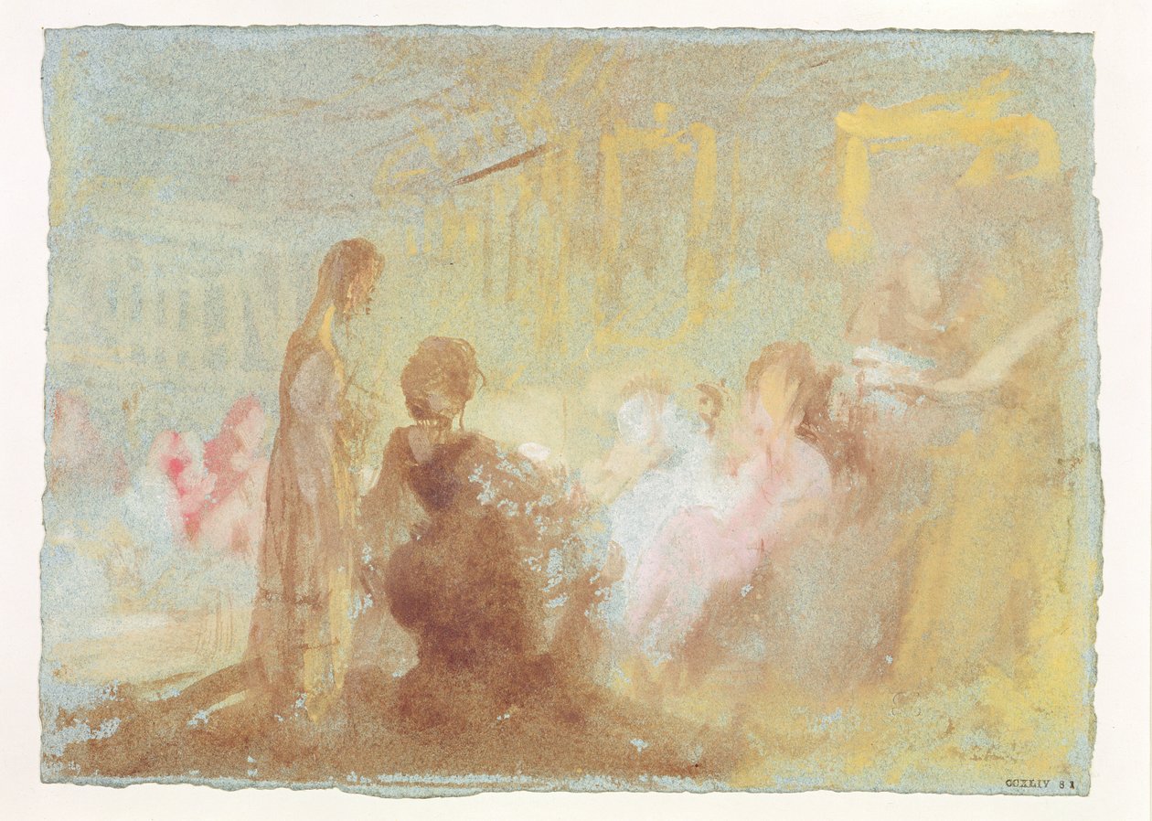 Innenraum im Petworth House mit Menschen im Gespräch, 1830 von Joseph Mallord William Turner