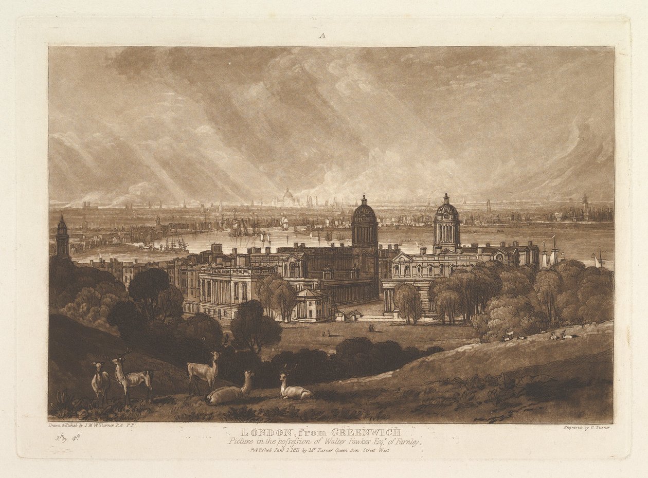 London von Greenwich, Liber Studiorum, Teil V, Platte 26, 1. Januar 1811 von Joseph Mallord William Turner