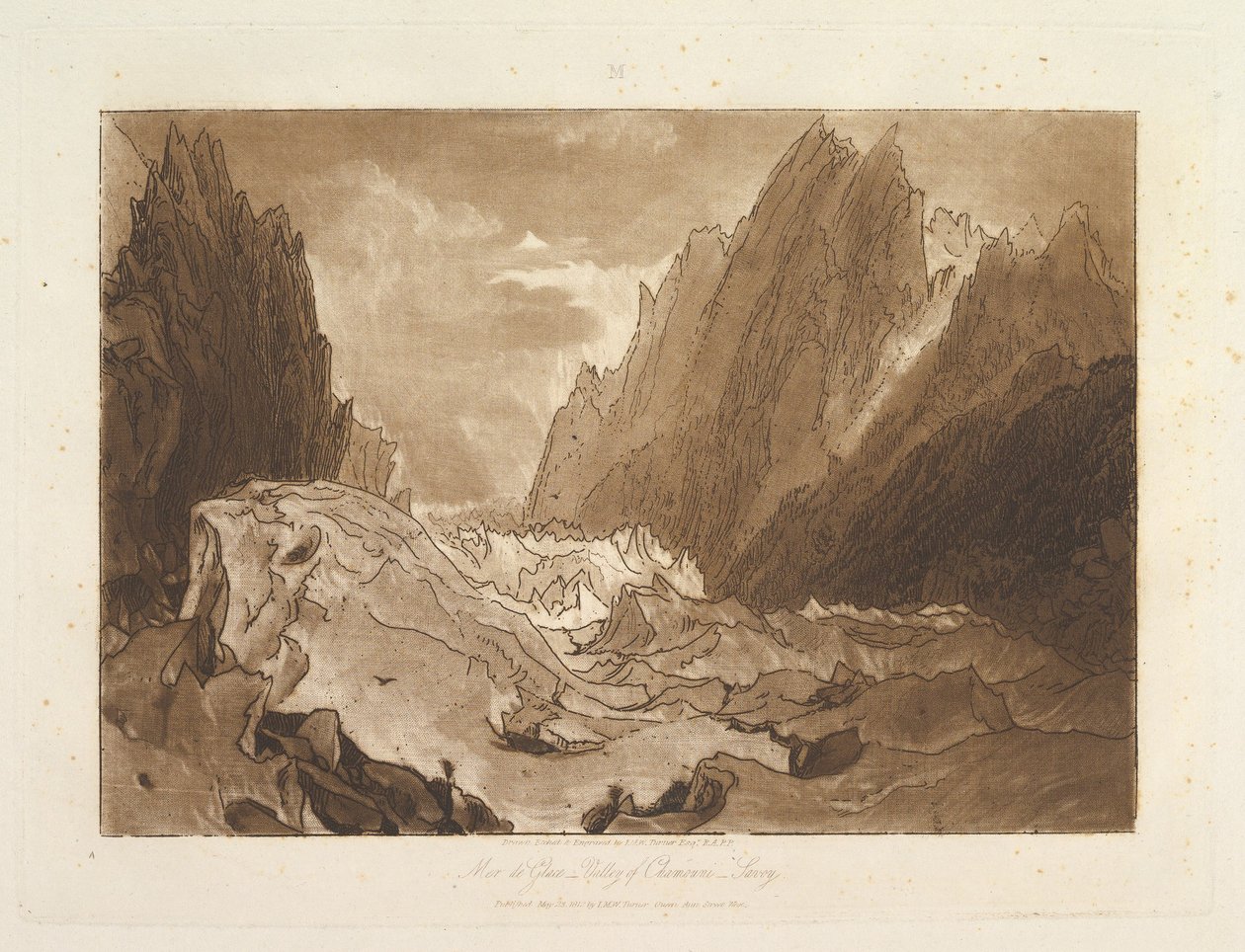 Mer de Glace, Tal von Chamouni-Savoy Liber Studiorum, Teil X, Platte 50 von Joseph Mallord William Turner