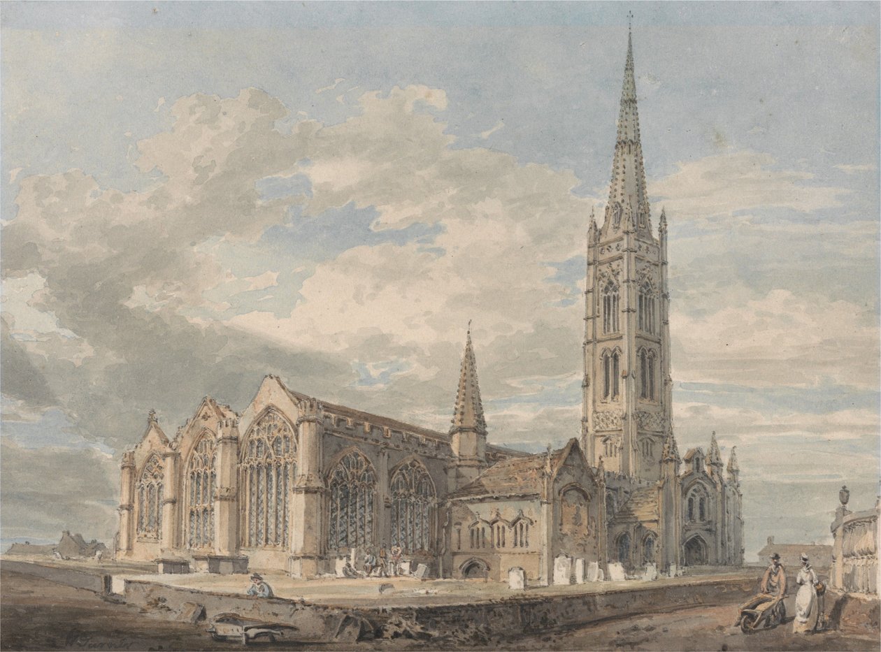 Nordostansicht der Grantham Kirche, Lincolnshire von Joseph Mallord William Turner