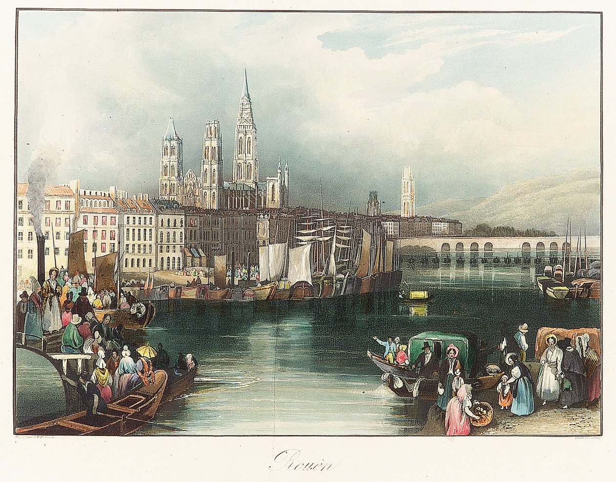 Rouen (Frankreich). Lithographie von Joseph Mallord William Turner von Joseph Mallord William Turner