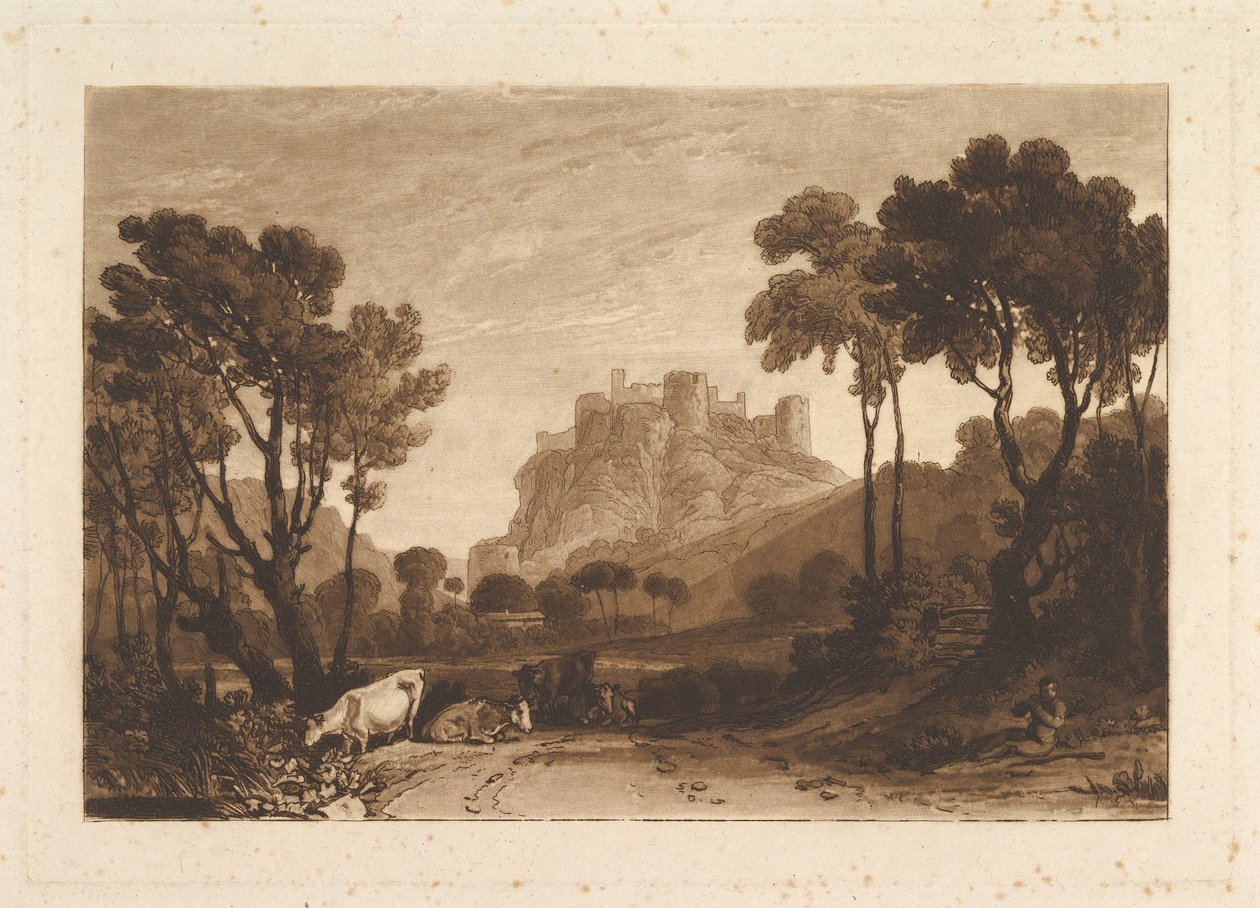 Das Schloss über den Wiesen Liber Studiorum, Teil II, Platte 8, 1808 von Joseph Mallord William Turner