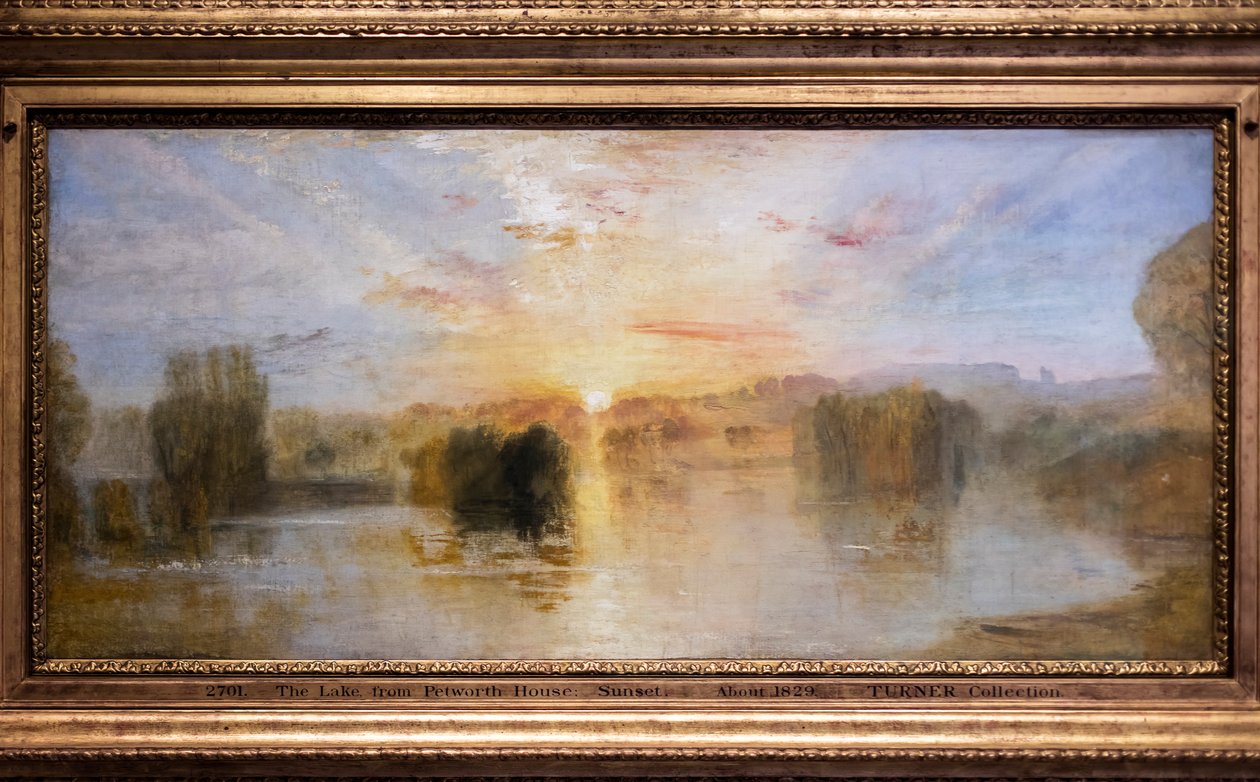 Der See, Petworth, Sonnenuntergang, um 1827-28 von Joseph Mallord William Turner