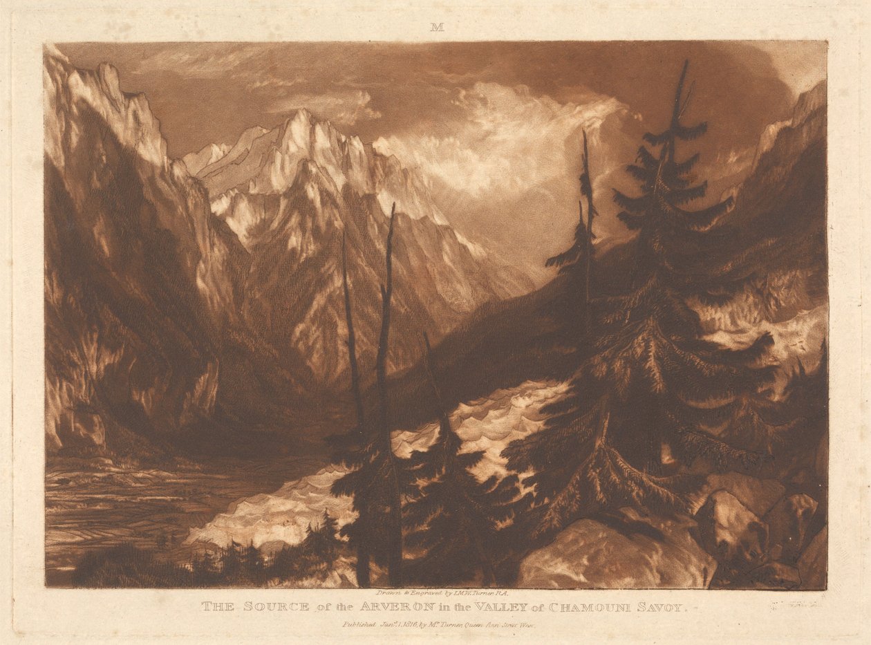 Die Quelle des Arveron im Tal von Chamouni, Savoyen von Joseph Mallord William Turner