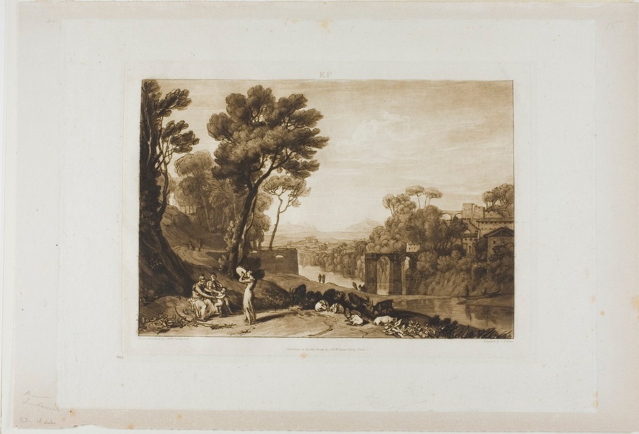 Die Frau und Tamburin, Platte 3 aus Liber Studiorum von Joseph Mallord William Turner