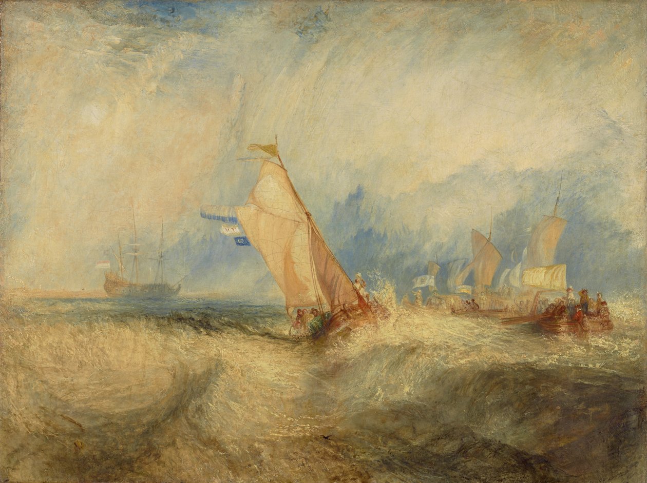 Van Tromp, der seine Herren zufriedenstellen will, Schiffe auf See, die eine gute Nässe bekommen von Joseph Mallord William Turner
