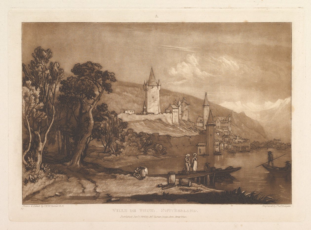 Ville de Thun, Schweiz Liber Studiorum, Teil XII, Tafel 59 von Joseph Mallord William Turner