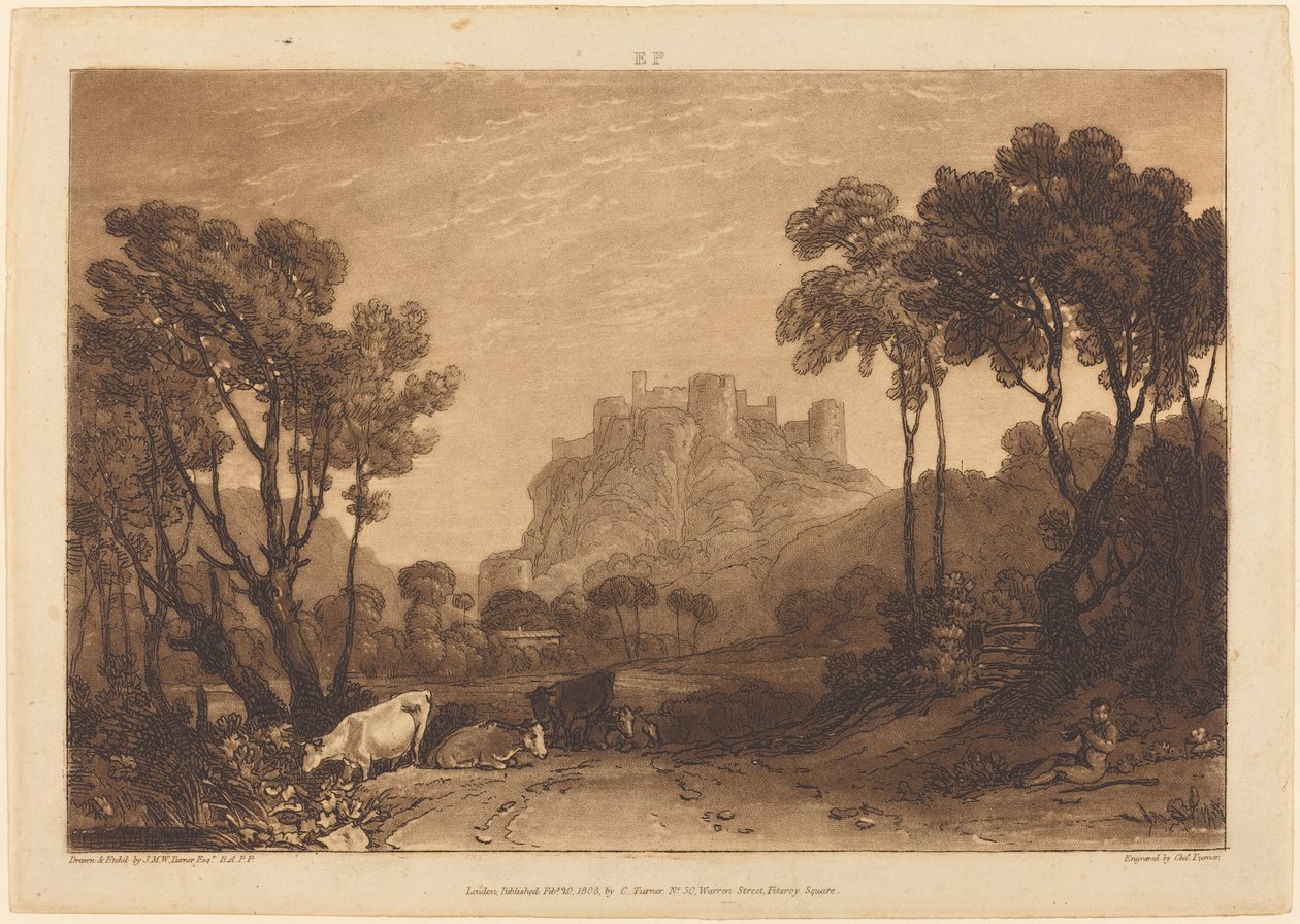 Das Schloss über den Wiesen von Joseph Mallord William Turner and Charles Turner