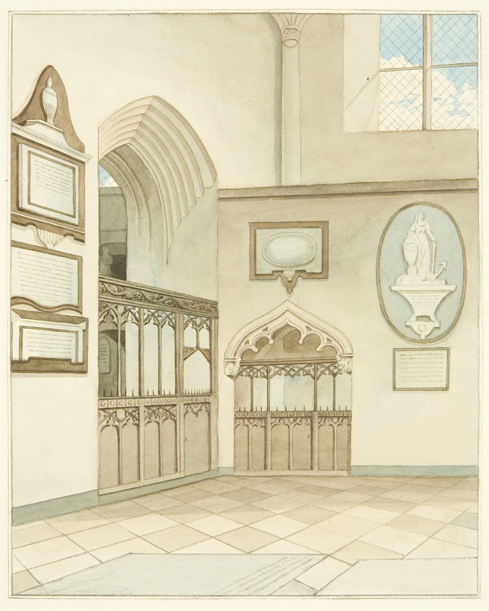 Ende des südlichen Querschiffs der Kathedrale von Bristol von Joseph Manning
