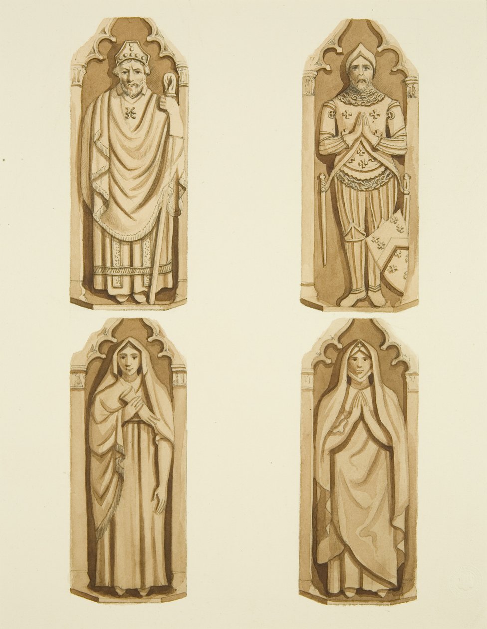 Vier Figuren, die die Türen von Clarke auf jeder Seite des Altars von St. Mark