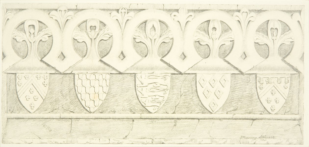 Gotisches Fries und Wappen im Vestraum der Kathedrale von Bristol von Joseph Manning