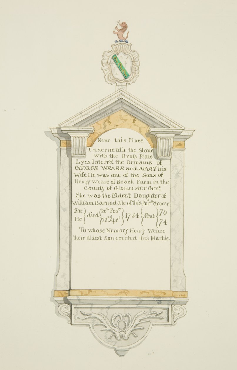 Denkmal für George Weare und seine Frau in der St. Thomas-Kirche von Joseph Manning