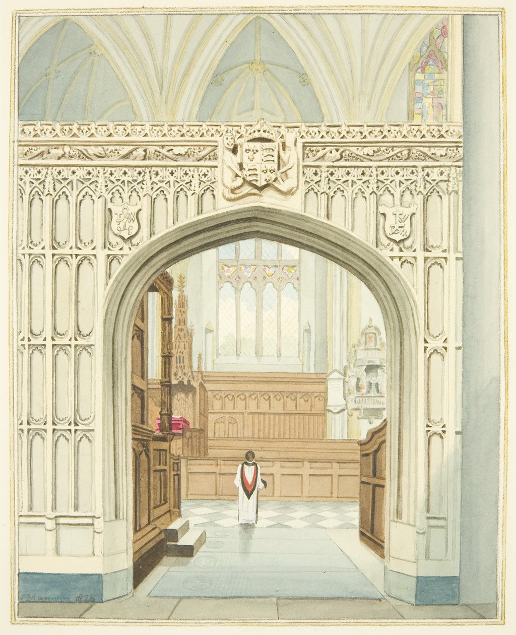Der Chor von der Südseite der Kathedrale von Bristol von Joseph Manning