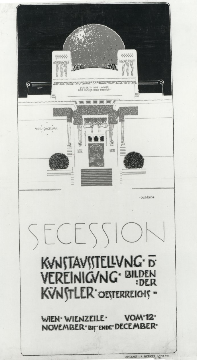 Plakat zur Werbung für die Secession-Ausstellung österreichischer Künstler, 1898 von Joseph Maria Olbrich